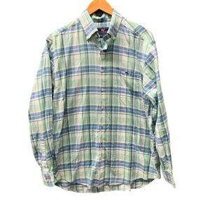 Vineyard Vines Shirt Mens Medium Tucker Blue Green Plaid Button Down Coastal